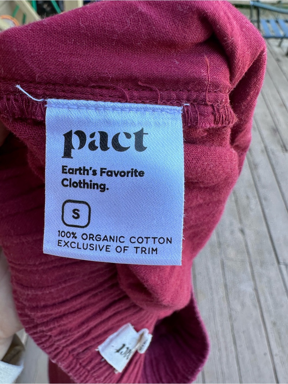 Pact Organic Cotton Red Pull On Pants Wide Leg Cropped Size Small - Picture 6 of 6